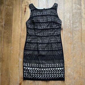 Premise Black and Gold Geometric Mini Dress 8 NWT